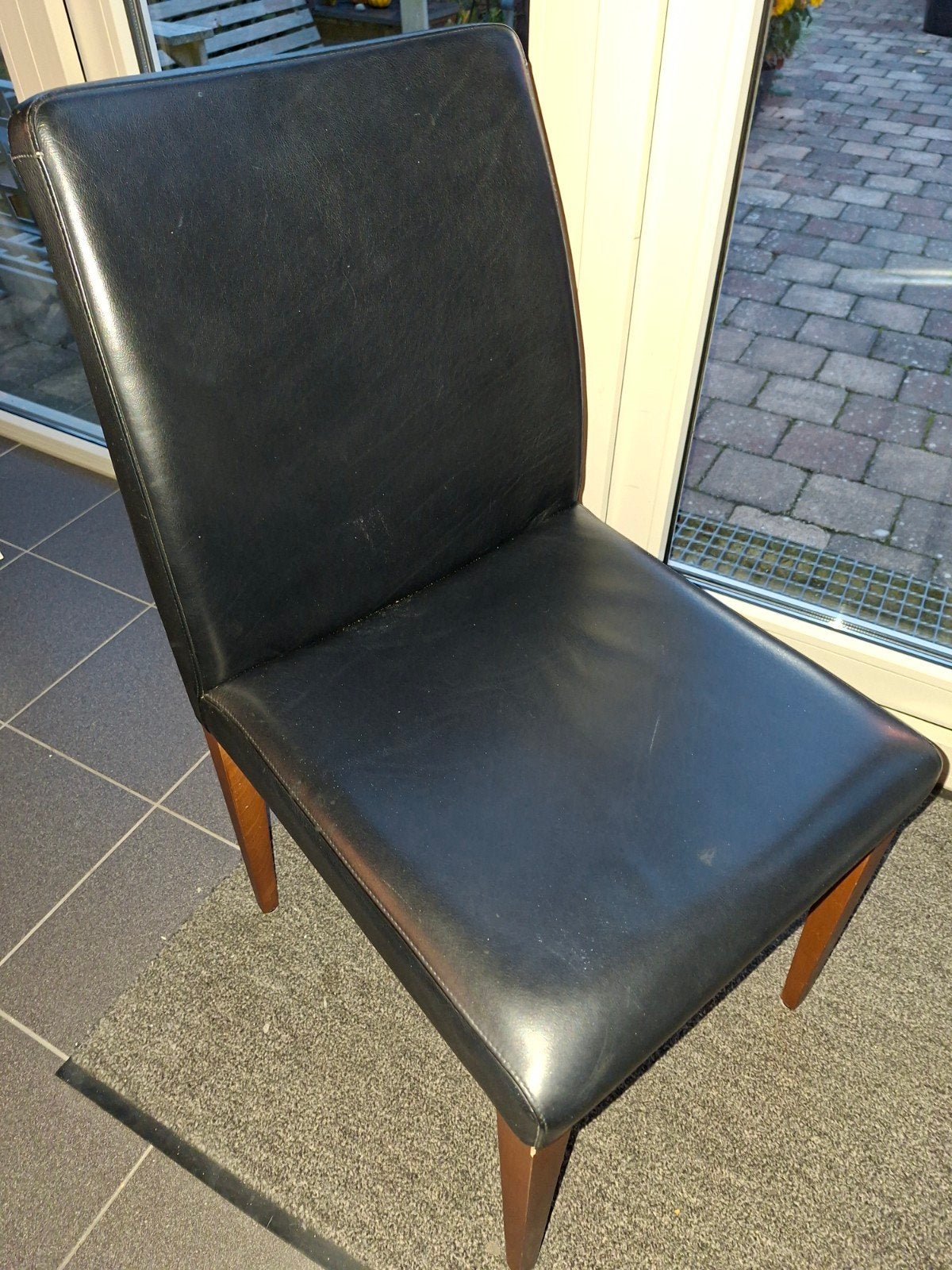 Poltrona Frau Eetkamerstoel 5x Zwart Leer - Made in Italy, Huis en Inrichting, Ophalen, Gebruikt, Design, Modern, Italiaans, Zwart