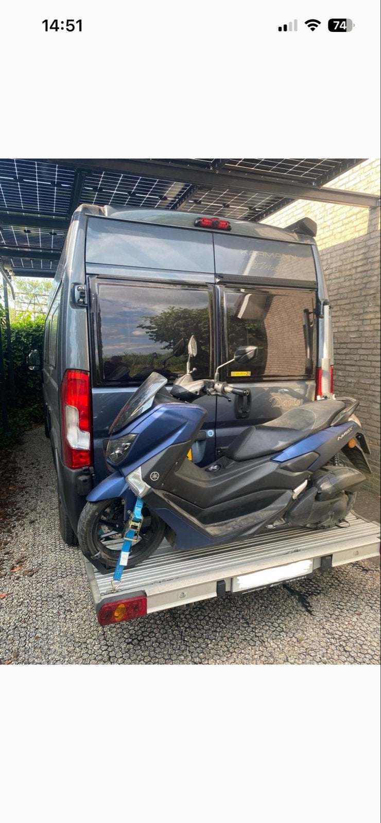 Scooterrek voor camper met opschuiffunctie en oprijhulp, Ophalen, Gebruikt