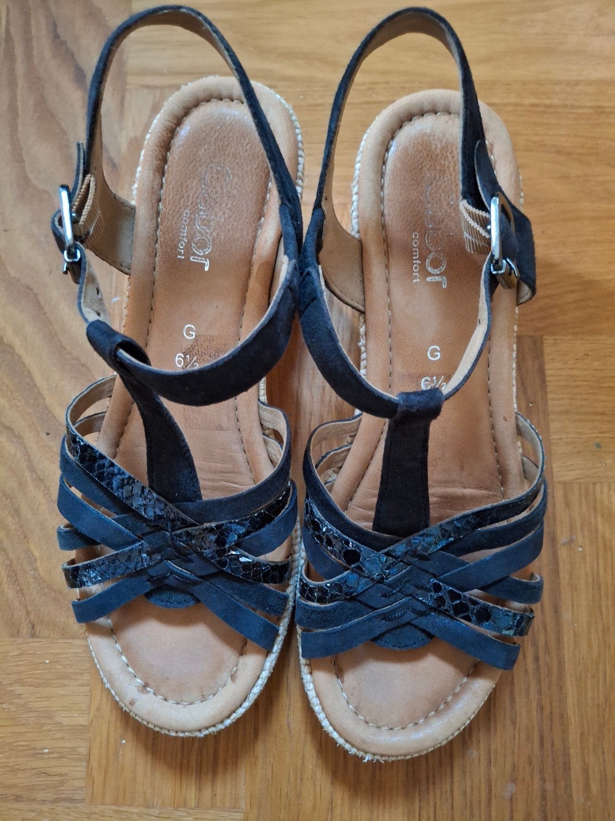 Gabor zwarte sandalen open schoenen zomer mt 6,5 (39,5), Zwart, Gabor, Gedragen, Sandalen of Muiltjes