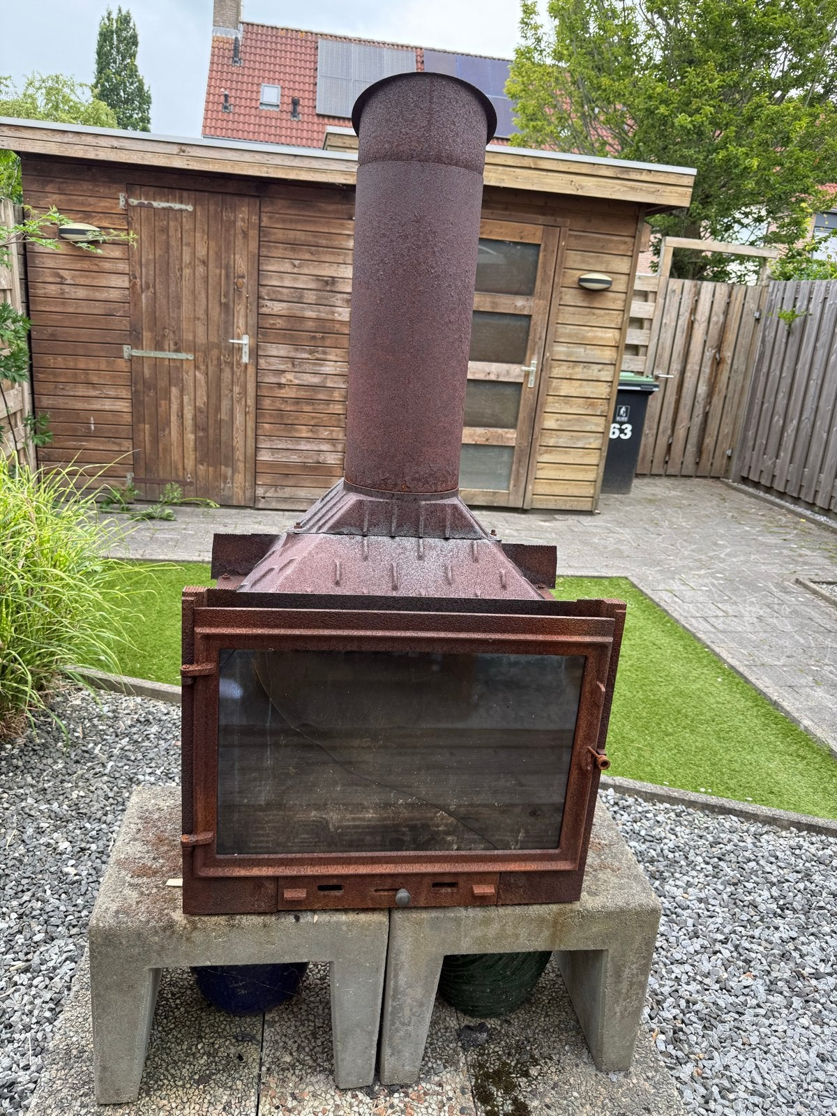 Houthaard voor buiten 70x135, Huis en Inrichting, Haarden, Ophalen, Gebruikt, Vrijstaande haard, Houthaard