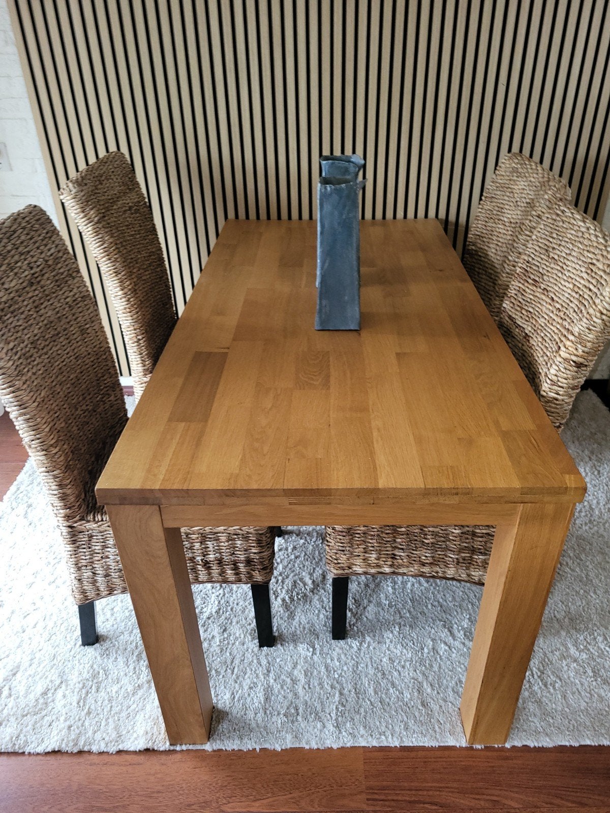 Eettafel met 4  stoelen van bananenblad, Ophalen, Gebruikt, Bruin, Landelijk, Natuurlijk
