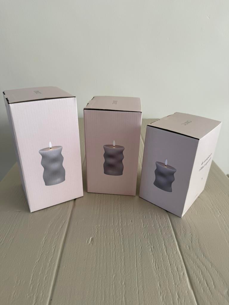 Nieuwe Set Led Stompkaarsen van Junofires, Overige materialen, Beige, Ophalen of Verzenden, Zo goed als nieuw