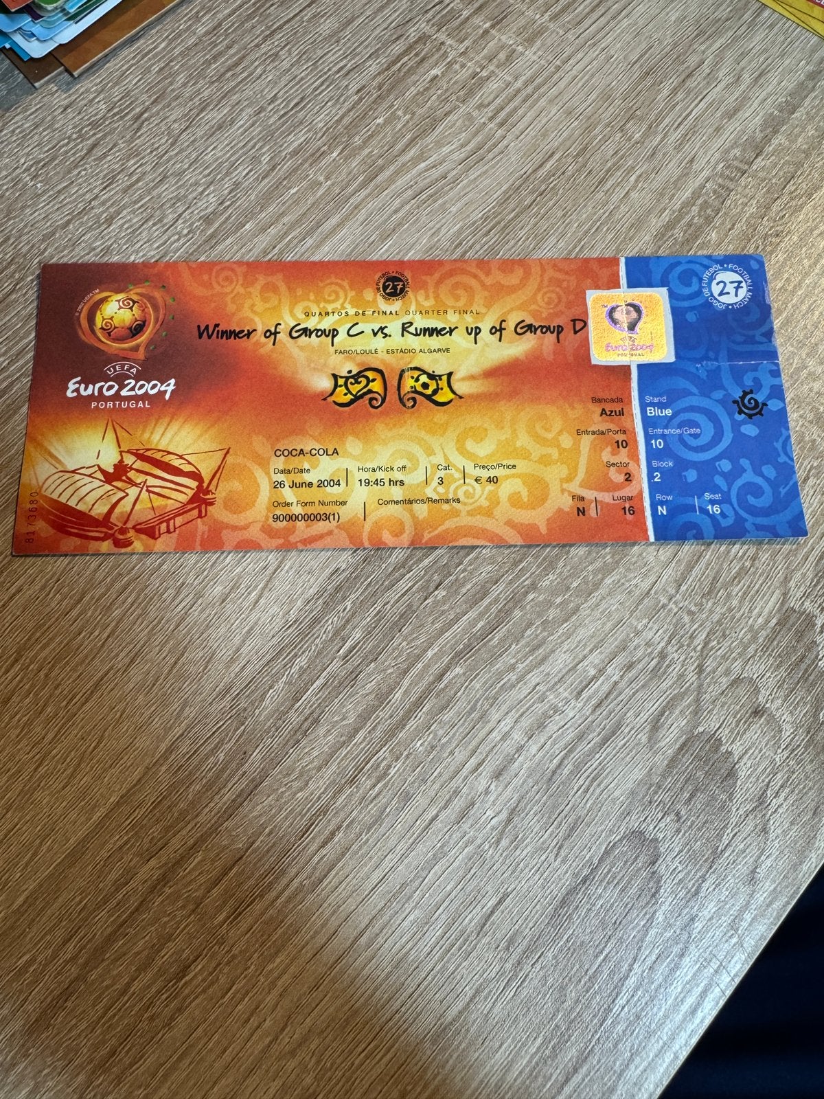 EK2004 Zweden - Nederland Ticket, Verzamelen, Ophalen of Verzenden, Gebruikt, Overige binnenlandse clubs