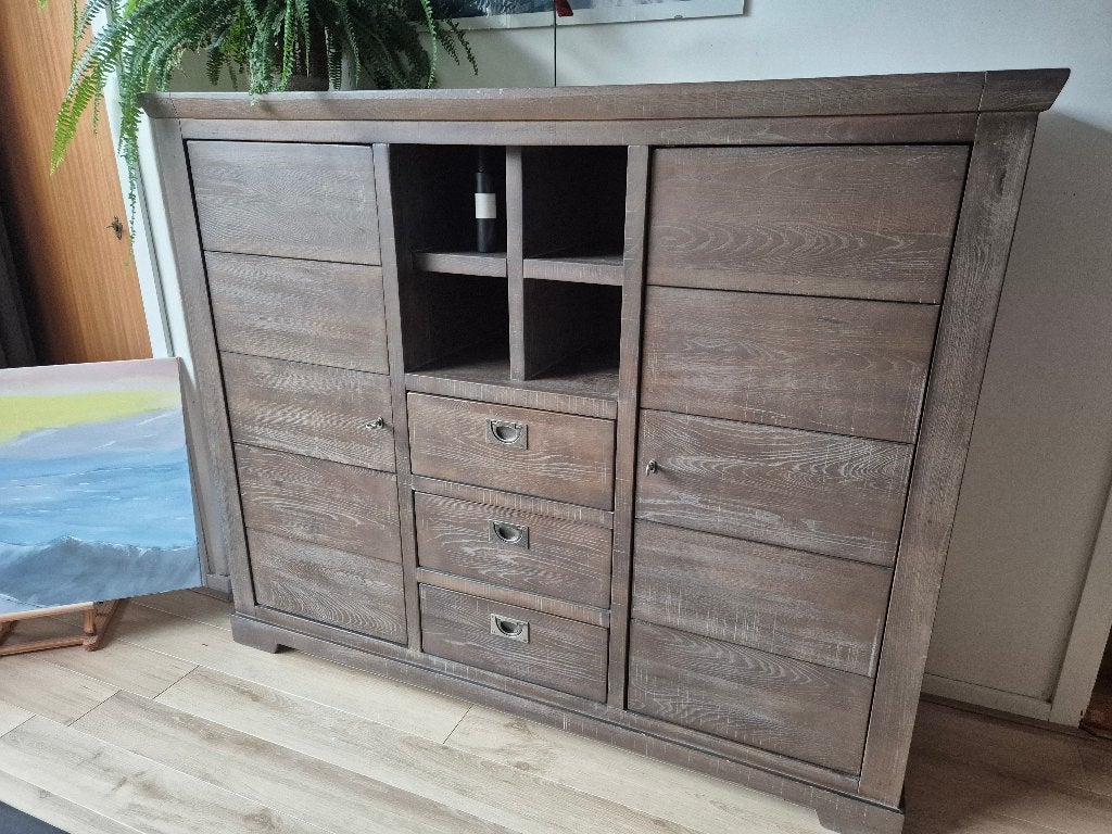 Massief houten dressoir, Ophalen, Gebruikt, 150 tot 200 cm, Met lade(s)