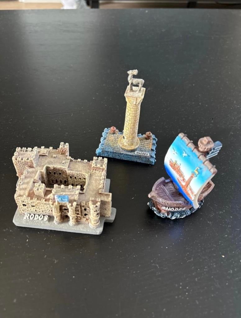 Souvenirs Rhodos - Set van 3 Griekse miniaturen, Verzamelen, Ophalen of Verzenden, Zo goed als nieuw