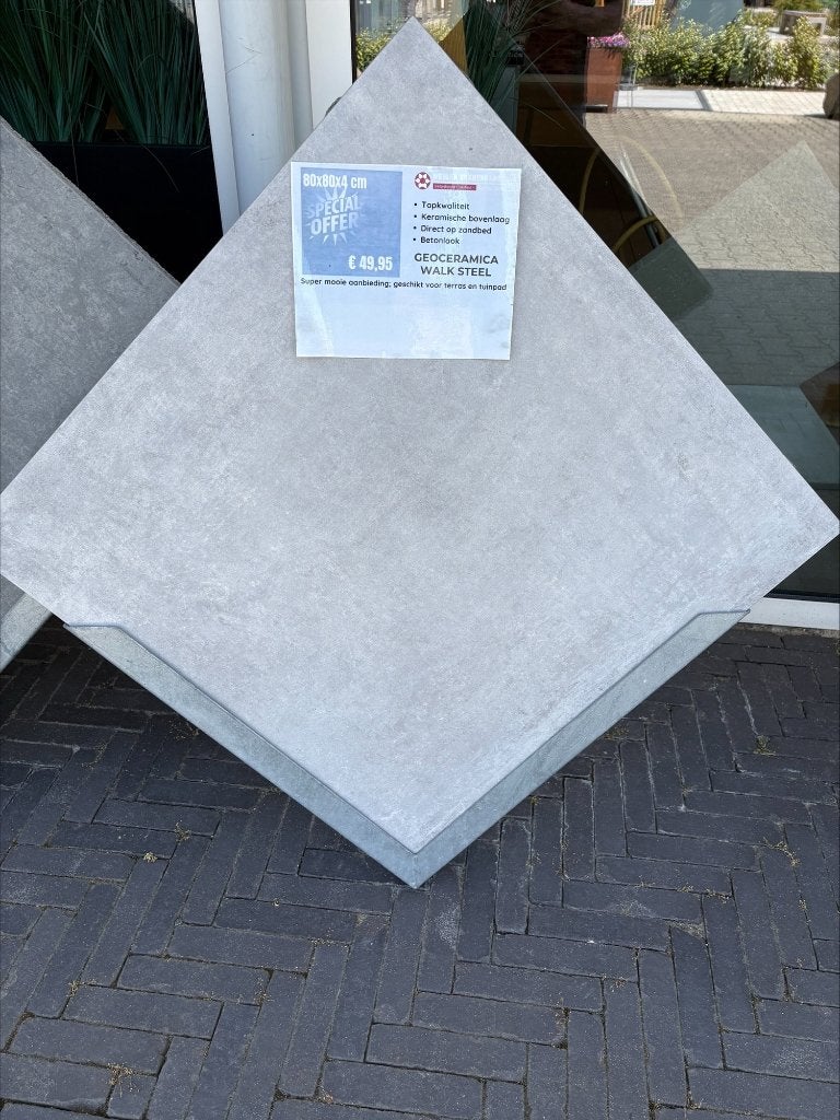 GeoCeramica 80x80x4 Walk Steel ACTIE, Keramiek, Nieuw, Ophalen of Verzenden, 10 m² of meer