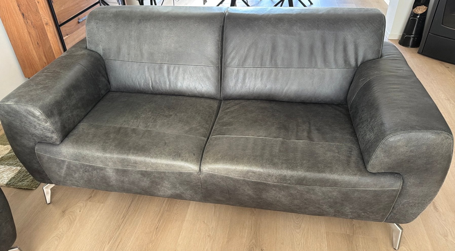 Te koop 2,5 zits lederen bank van Henders en Hazel, Huis en Inrichting, Ophalen, Gebruikt, 150 tot 200 cm, Tweepersoons