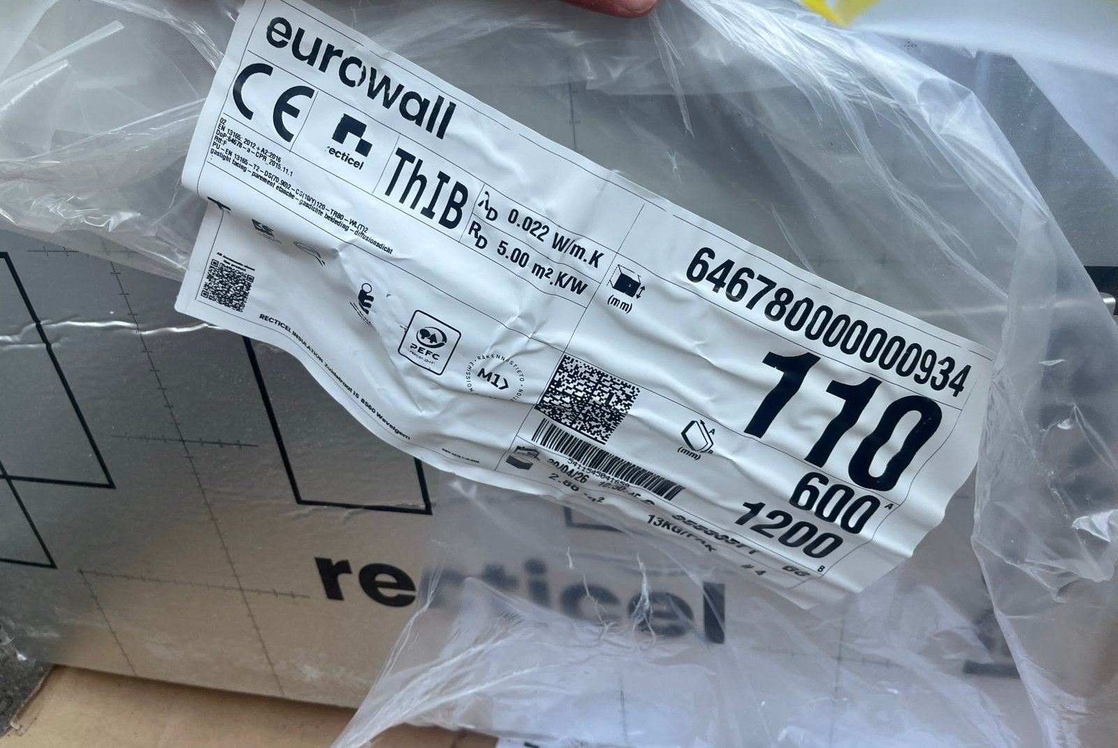 Isolatieplaten Recticel Eurowall ThIB (5 stuks), Nieuw, Hardschuim (Pir), Muurisolatie, 8 tot 12 cm