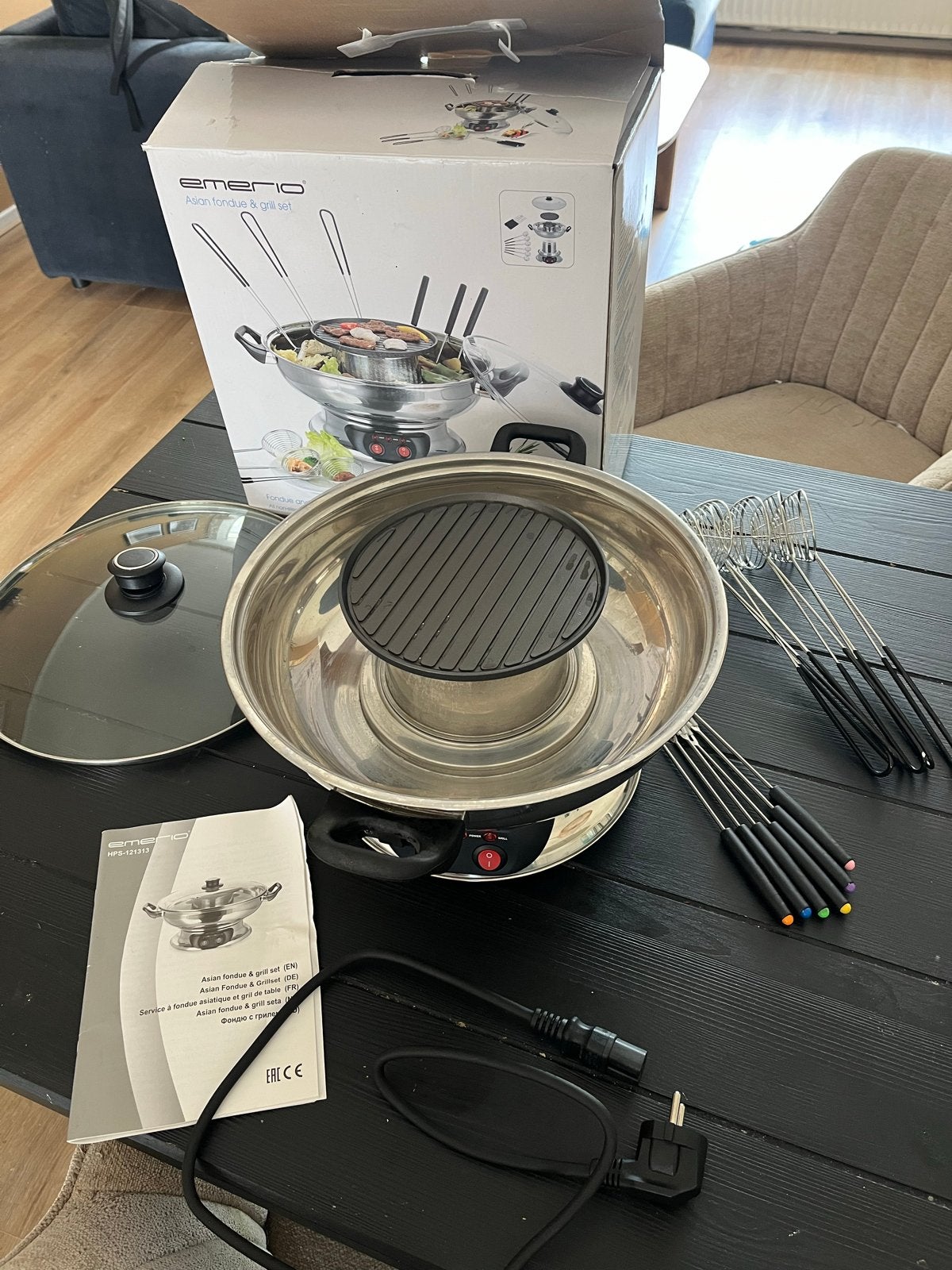 Emerio fondue & grill set (hotpot) - Zo goed als nieuw, Ophalen, Zo goed als nieuw, 4 t/m 7 personen