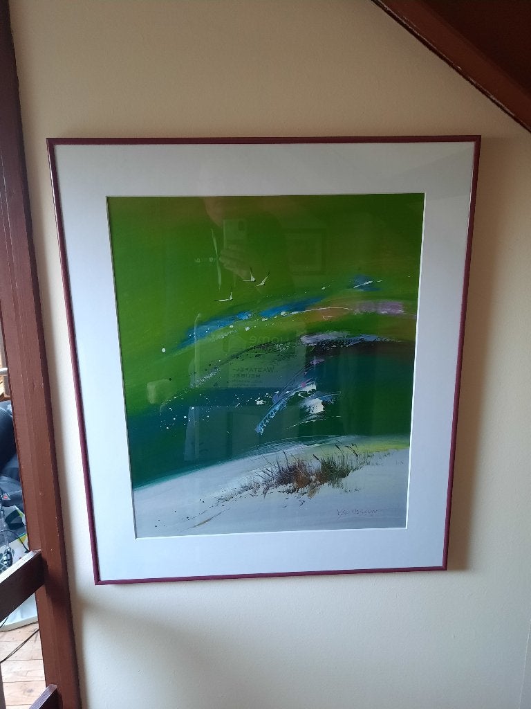 Gesigneerde abstracte kunst (Van Hussen) - in lijst, Ophalen of Verzenden