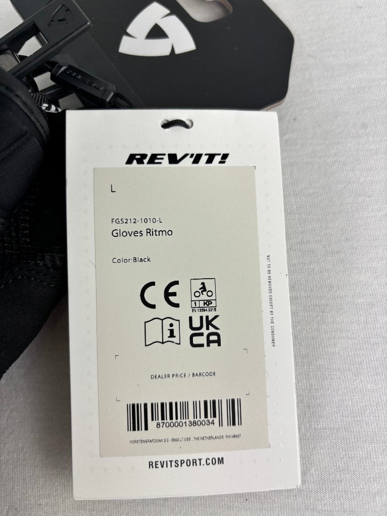 REV'IT! Ritmo Motorhandschoenen Zwart – Maat L, Info@revitsport.com, Ophalen of Verzenden, Handschoenen, Nieuw met kaartje