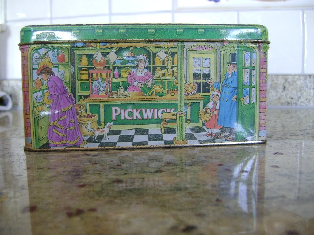 Blik Pickwick Thee - Ziet er als nieuw uit - van binnen ook, Verzamelen, Ophalen of Verzenden, Gebruikt, Thee, Pickwick