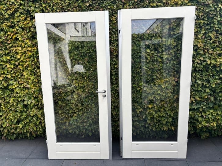 Hardhouten openslaande tuindeuren, Gebruikt, 80 tot 100 cm, Ophalen of Verzenden, Buitendeur