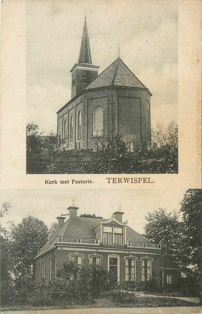 388-425-021 Terwispel Kerk met Pastorie, Verzamelen, Verzenden, Voor 1920, Friesland