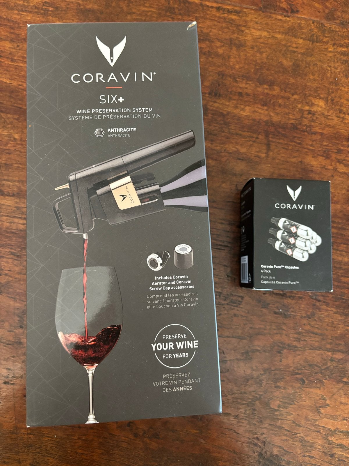 Coravin Six+ Wijnbewaarsysteem Antraciet met 6 extra capsule, Nieuw, Ophalen of Verzenden, Minder dan 5 flessen, Metaal