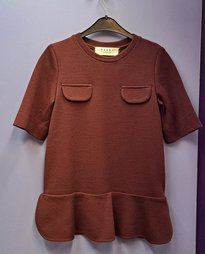Marni bruin rode peplum top dikke stof 1 weef foutje S 47761, Bruin, Marni, ., Ophalen of Verzenden