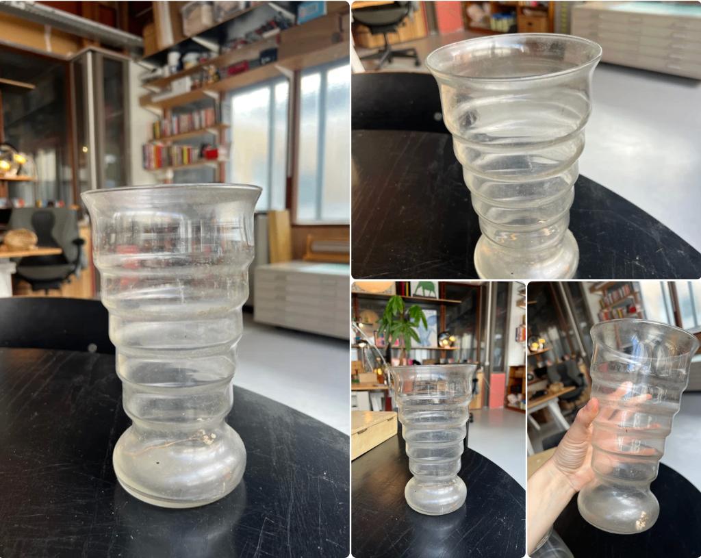 Vintage glass vase Leerdam k.p.c bazel design vaas van glas, Ophalen of Verzenden