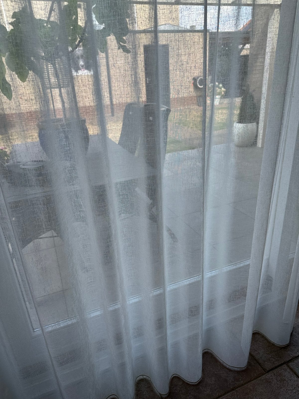 Voile inbetween gordijn, ivoorwit, dubbele plooi, Huis en Inrichting, Ophalen, Wit, Inbetween gordijn, Lichtdoorlatend