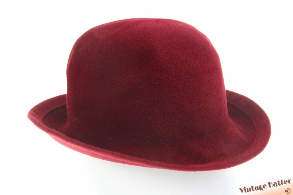 vintage Dameshoed HTB bordeaux rood velour 57, HTB, 56 of 57 cm (M, 7 of 7⅛ inch), Hoed, Ophalen of Verzenden