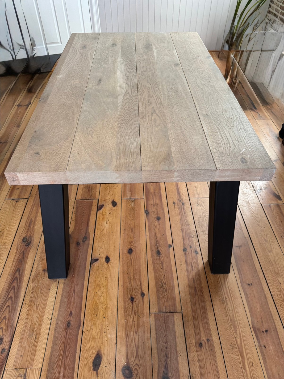 Eetkamer tafel - eiken, Ophalen, Eikenhout, 50 tot 100 cm, Zo goed als nieuw