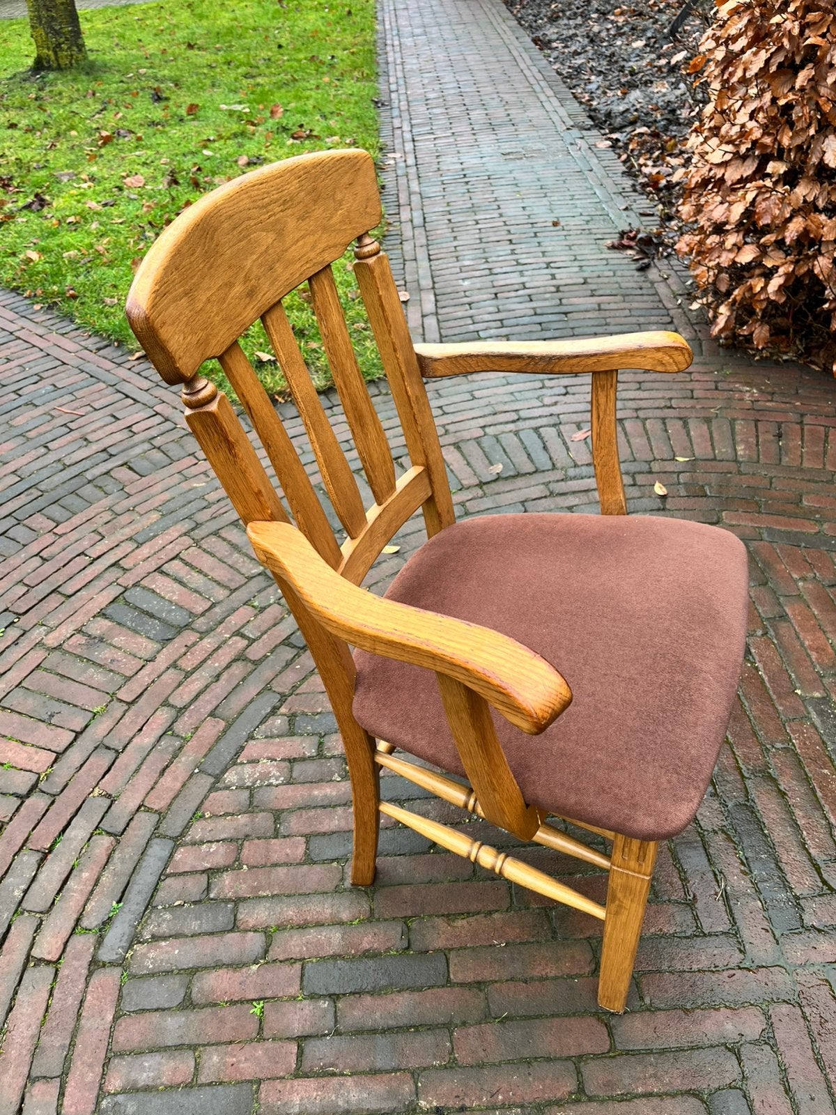4 eikenhouten stoelen, Tuin en Terras, Ophalen, Gebruikt, Hout