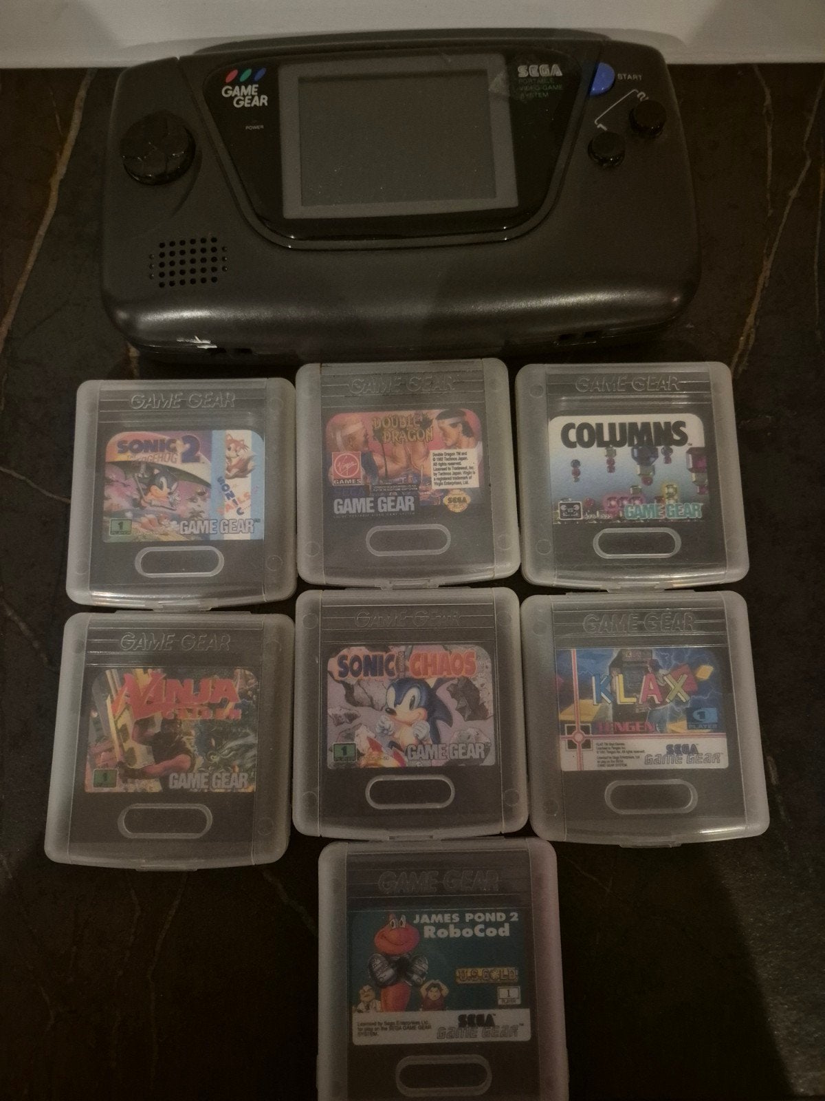 Sega Game Gear console met 7 spellen, Game Gear, Ophalen of Verzenden, Zonder controller, Gebruikt