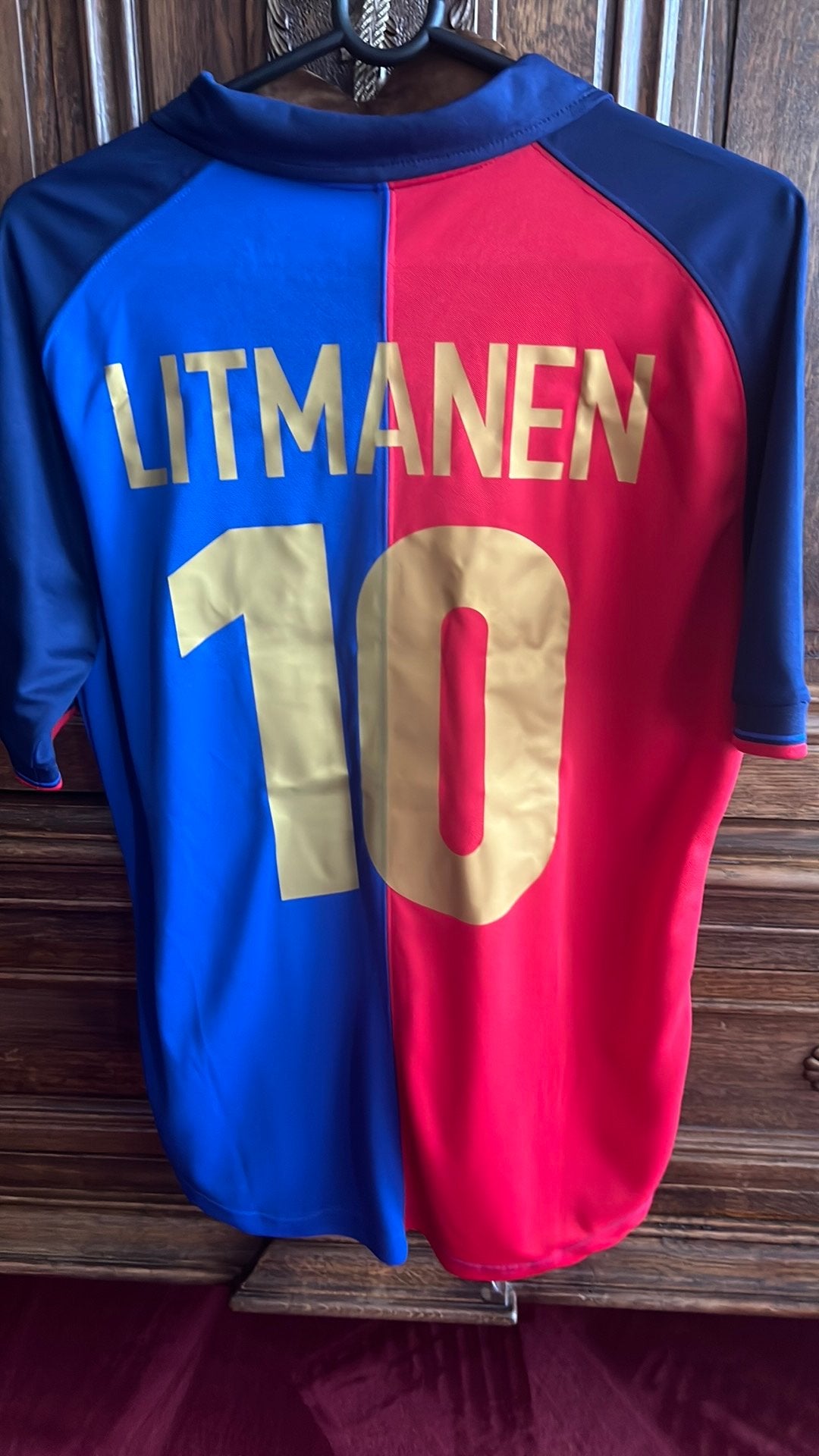 Jari Litmanen FC Barcelona voetbal shirt no. 10, Maat XL, Ophalen of Verzenden, Zo goed als nieuw, Shirt
