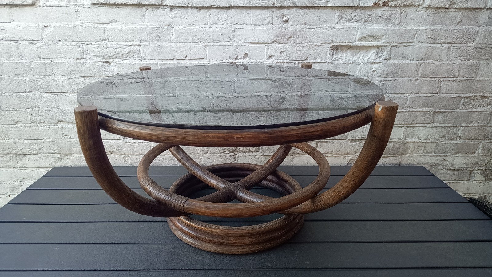 Manou salontafel bijzettafel vintage jaren 70, Ophalen, Gebruikt, 50 tot 100 cm, Rond
