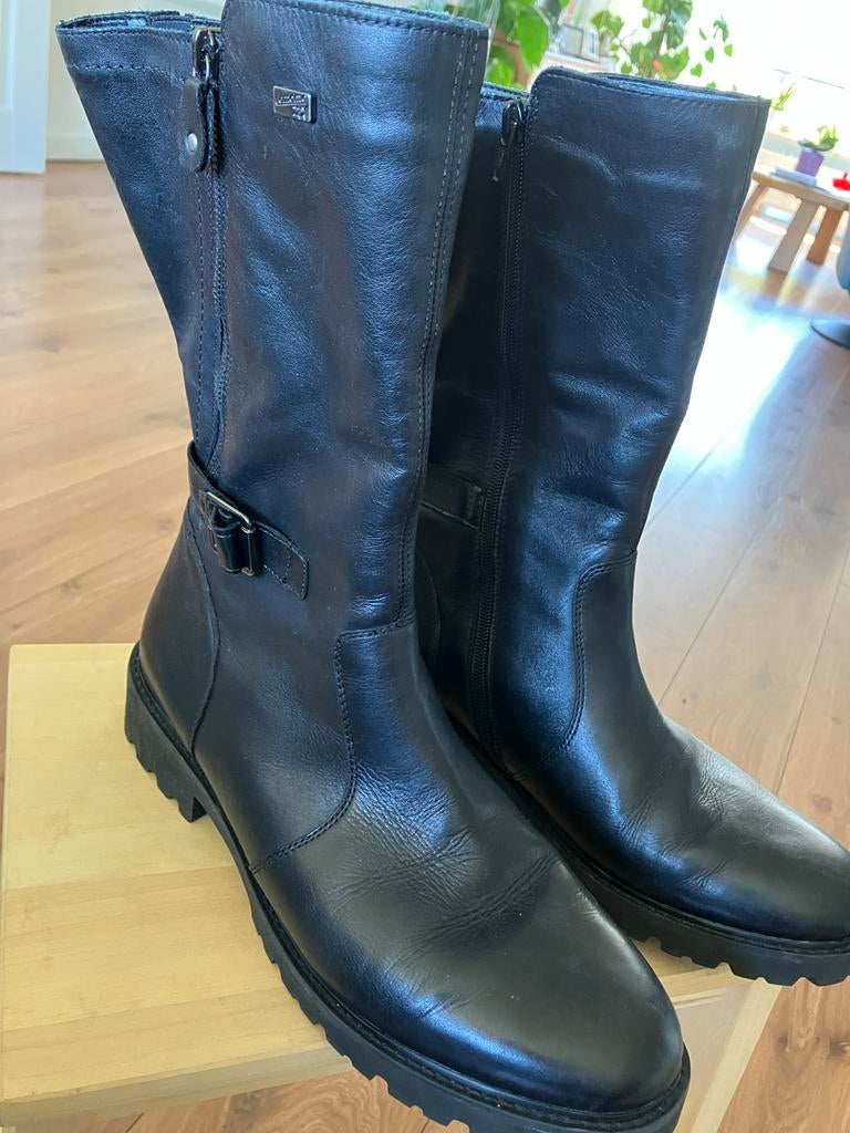 Zwarte Remonte leren laarzen, maat 44, Kleding | Dames, Schoenen, Hoge laarzen, Zwart, Ophalen of Verzenden, Zo goed als nieuw