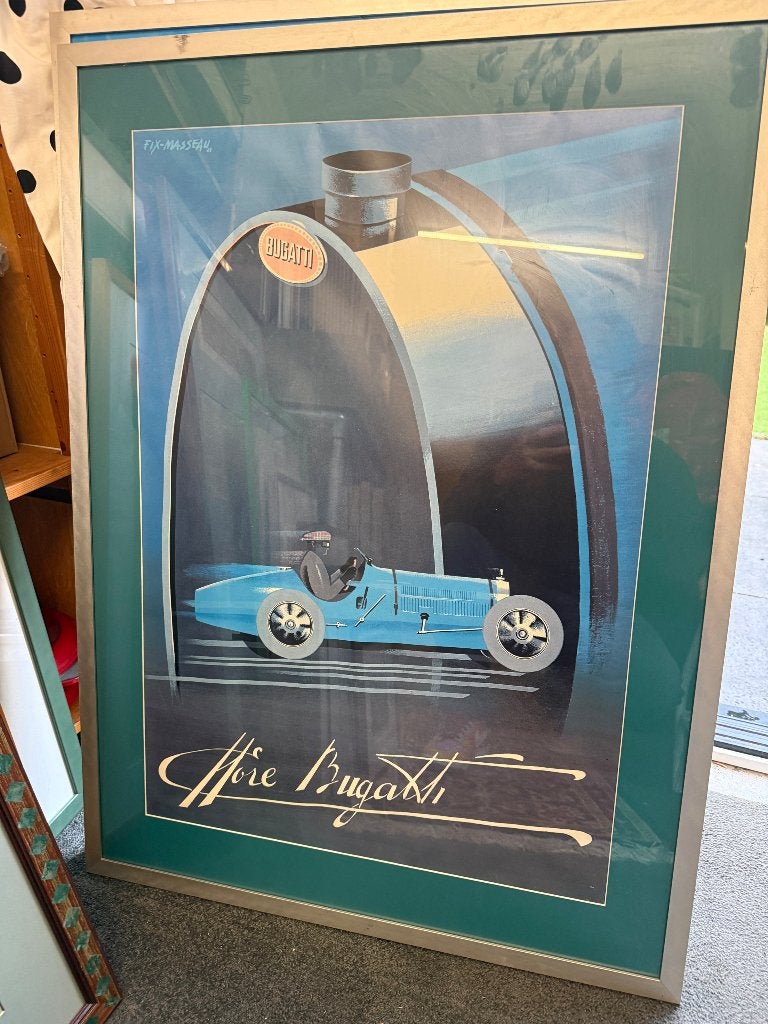 Bugatti poster litho 4x, Ophalen, Gebruikt, Auto's