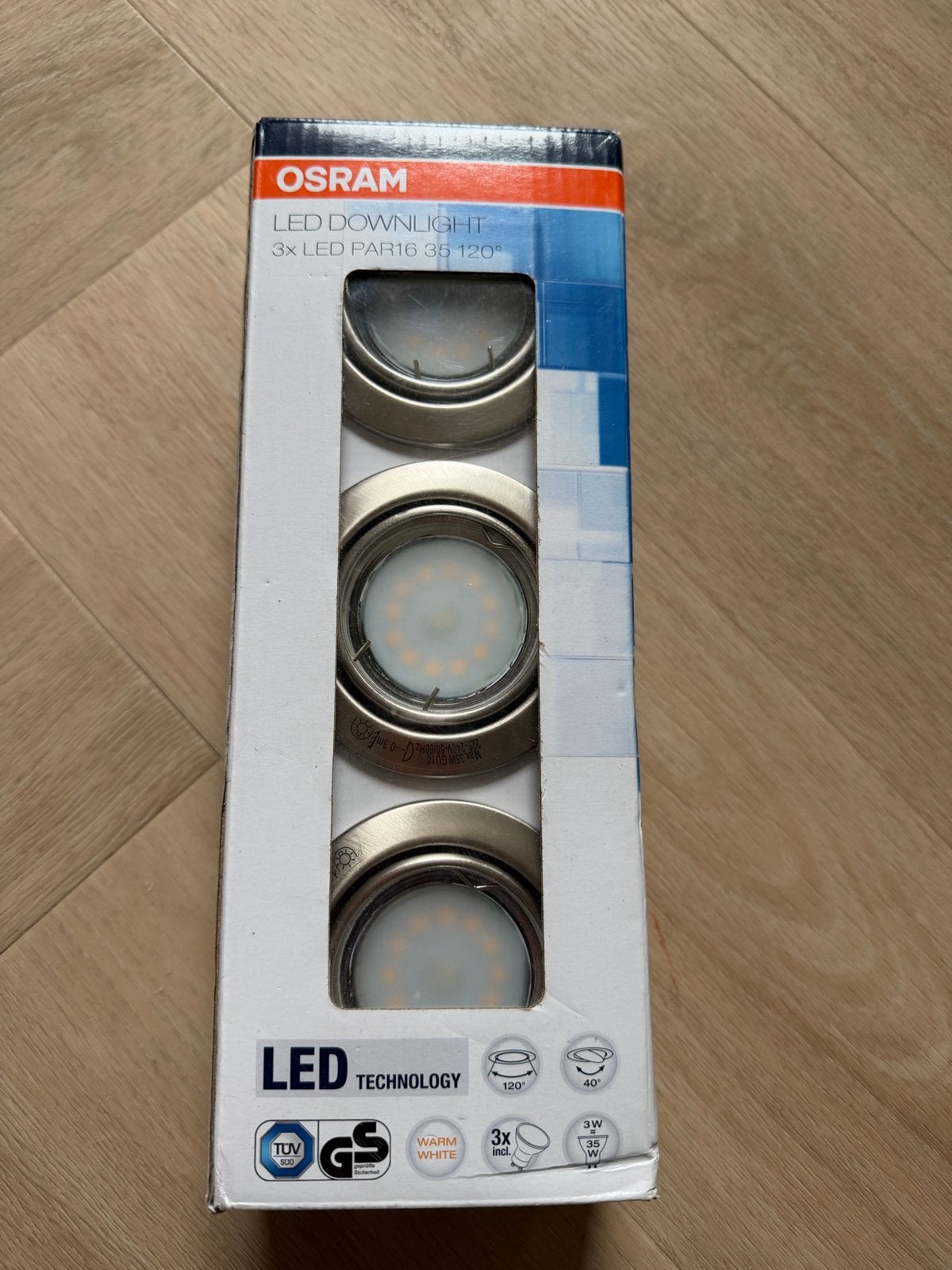 OSRAM LED Downlight set - 3x PAR16 - Warm wit - Nieuw, Ophalen, Inclusief lichtbron, GU10, Nieuw