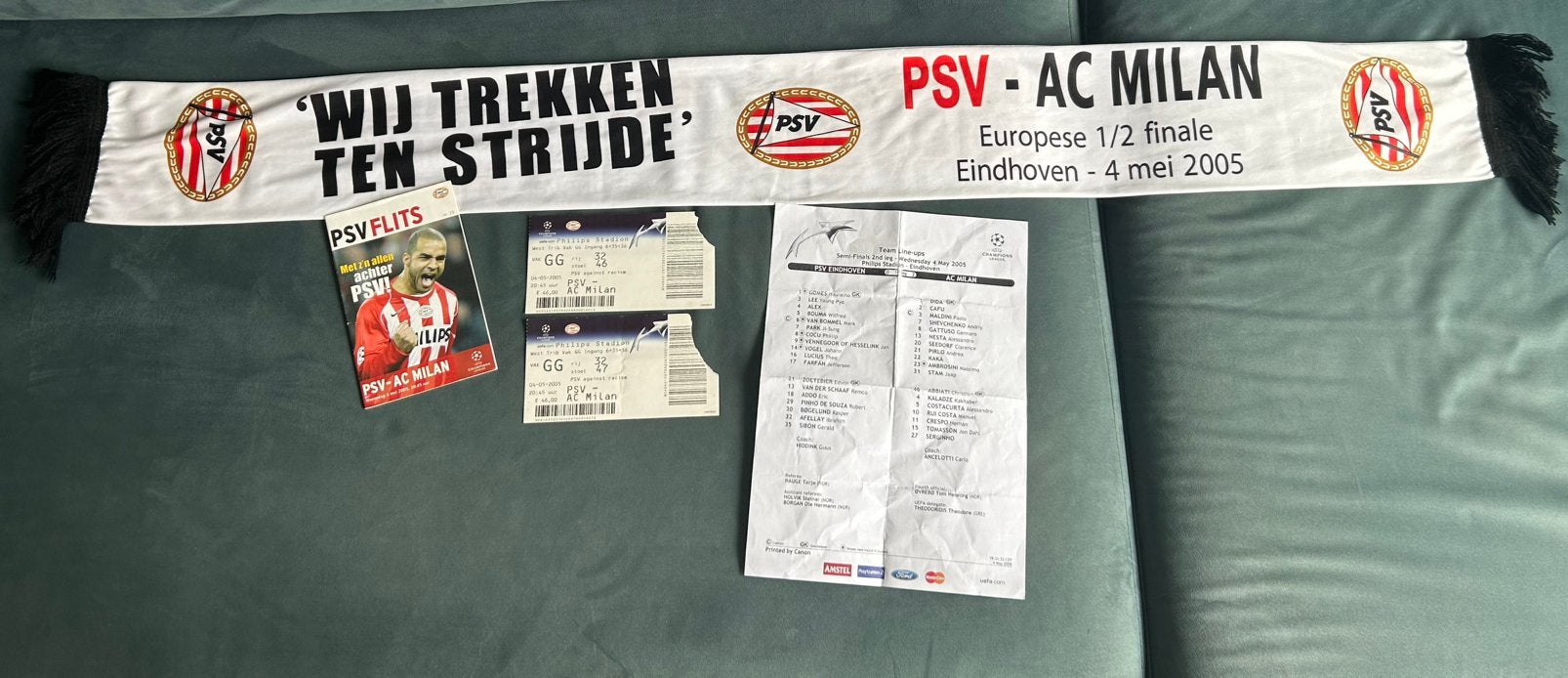 PSV - AC MILAN, Ophalen, Zo goed als nieuw, PSV, Vaantje of Sjaal