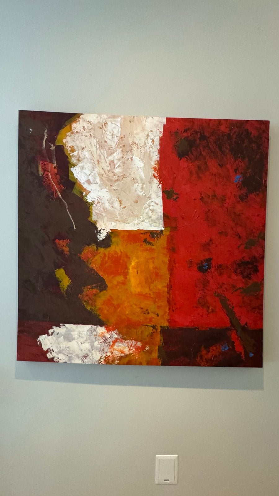 Twee abstracte schilderijen op canvas, 100x100cm, Ophalen