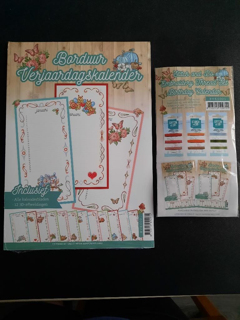 Borduur verjaardagskalender inclusief borduurgaren, Hobby en Vrije tijd, Kaarten | Zelf maken, Verzenden, Nieuw, Overige thema's