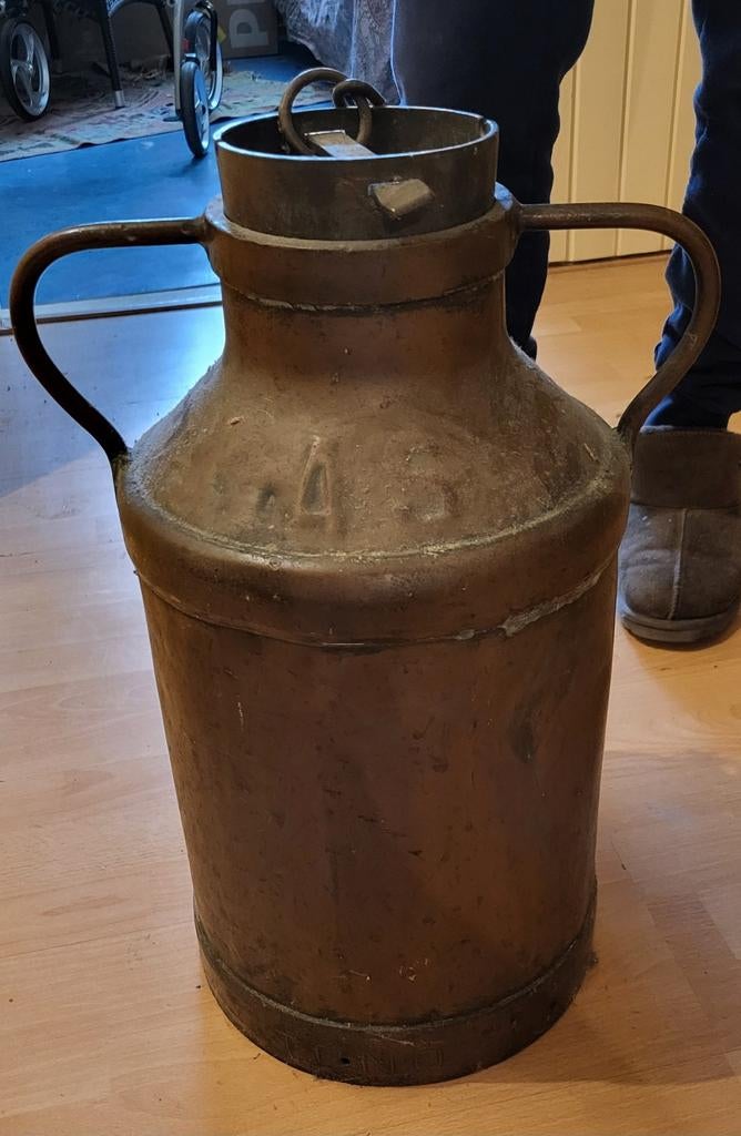 Antieke Melkbus 45 liter met Deksel en Handvatten, Antiek en Kunst, Antiek | Koper en Brons, Ophalen, Koper