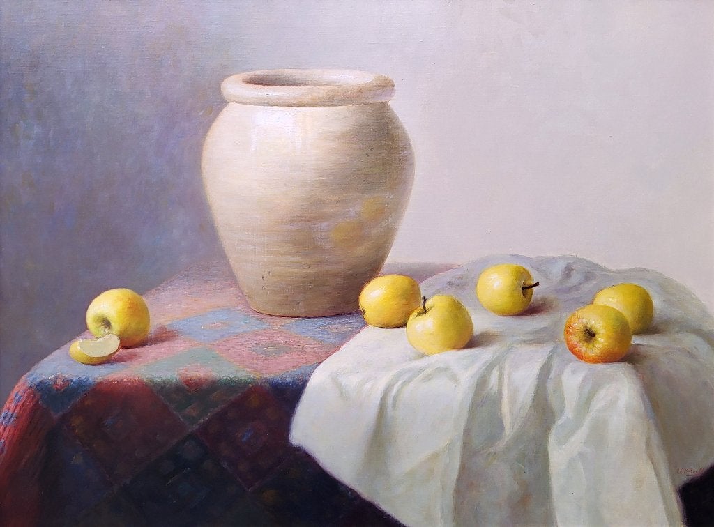 E.P. Moleveld, 60x80cm doekmaat, incl. lijst, 1650,- euro, Antiek en Kunst, Doek, Realistisch, Stilleven, Ophalen of Verzenden