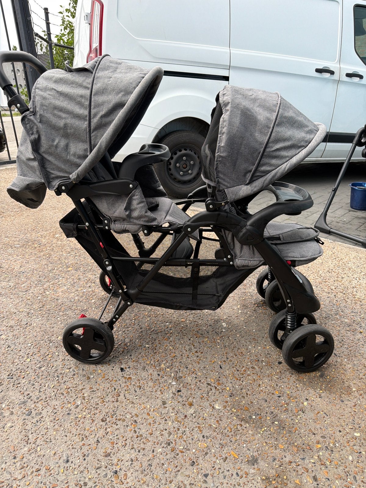 Grijze Duowagen - Ideaal voor twee kinderen, Kinderen en Baby's, Buggy's, Ophalen, Gebruikt, Overige merken, Duomodel