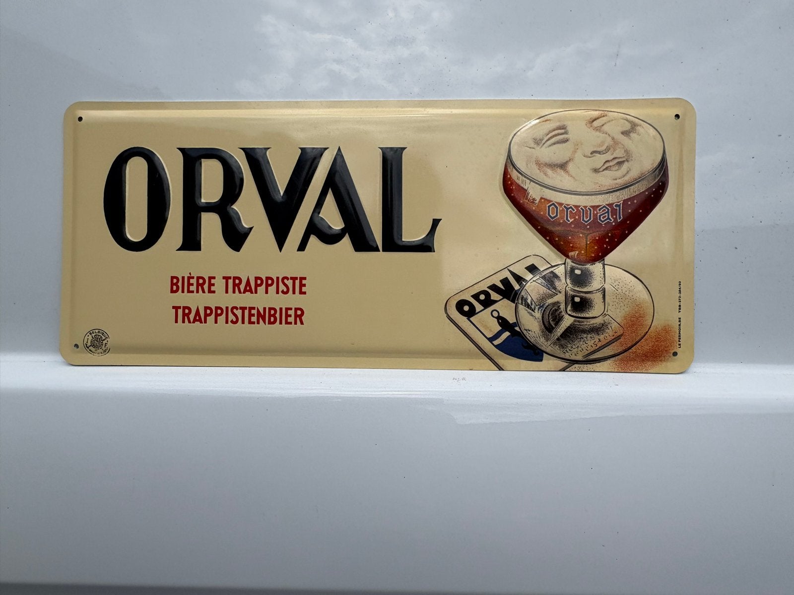 Vintage Orval Biere Trappiste emaille reclameborden, Ophalen of Verzenden
