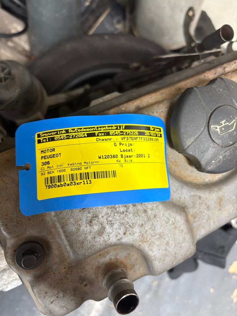 Motor Peugeot 306 1.6 8V NFT, Ophalen, Gebruikt, Peugeot