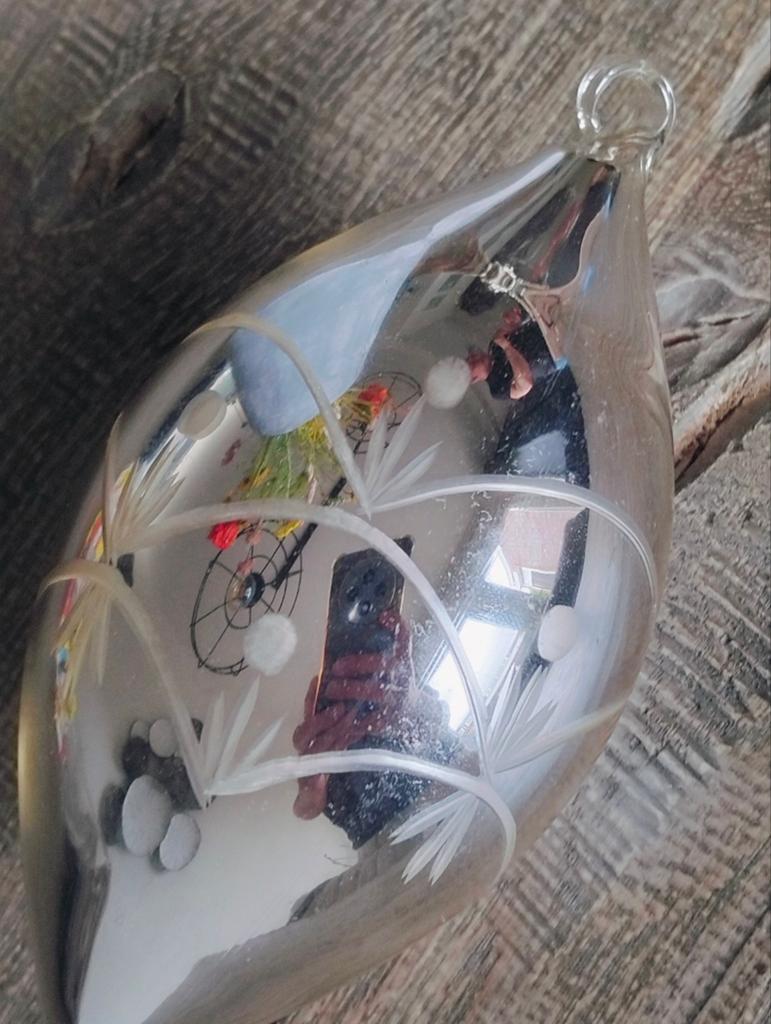 Antieke glazen Kerstbal pegel/druppel ornament- glazen oog, Ophalen of Verzenden, Zo goed als nieuw