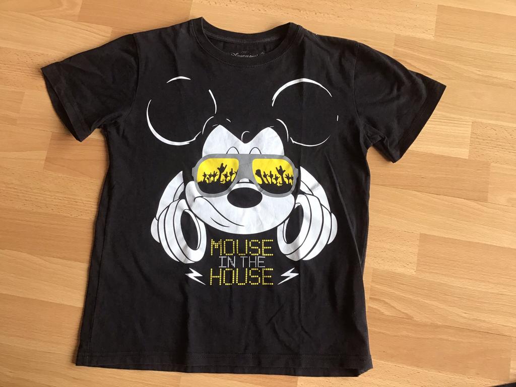 Shirt Mickey Mouse in the house maat 146 zwart Disneyland, Disney, Ophalen of Verzenden, Zo goed als nieuw, Shirt of Longsleeve