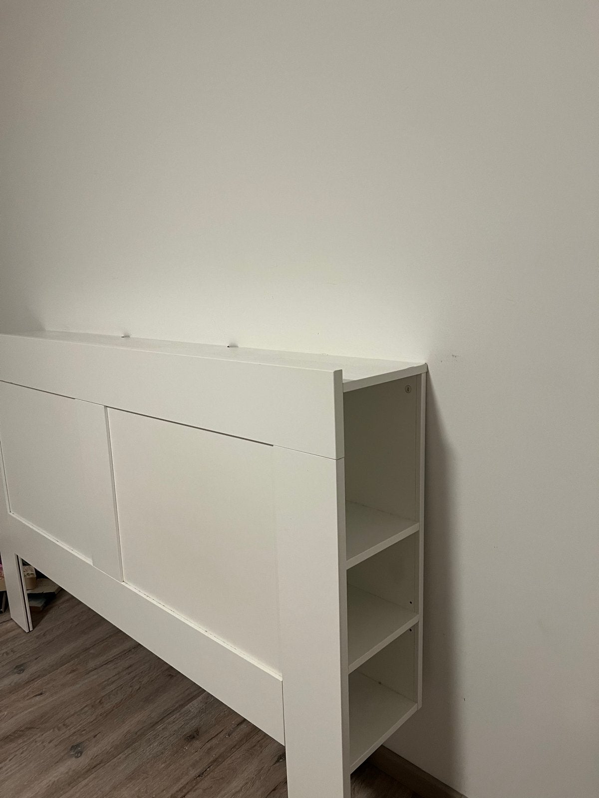 IKEA BRIMNES hoofdeinde met opbergruimte, wit, 160 cm, Ophalen, Overige materialen, Wit, Tweepersoons