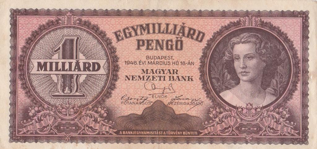 1946 Hungary 1 Milliard Pengő Banknote, Ophalen of Verzenden, Hongarije, Los biljet