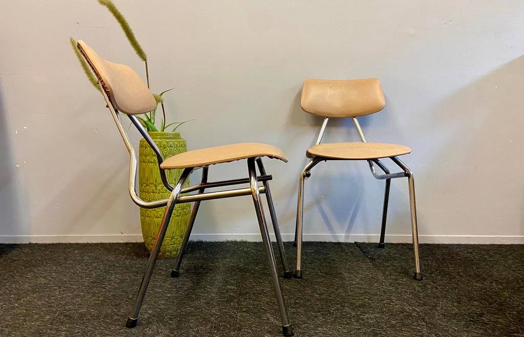 2 x vintage skai keukenstoel jaren 60/70 retro chrome stoel, Huis en Inrichting, Stoelen, Ophalen, Twee, Overige kleuren, Overige materialen