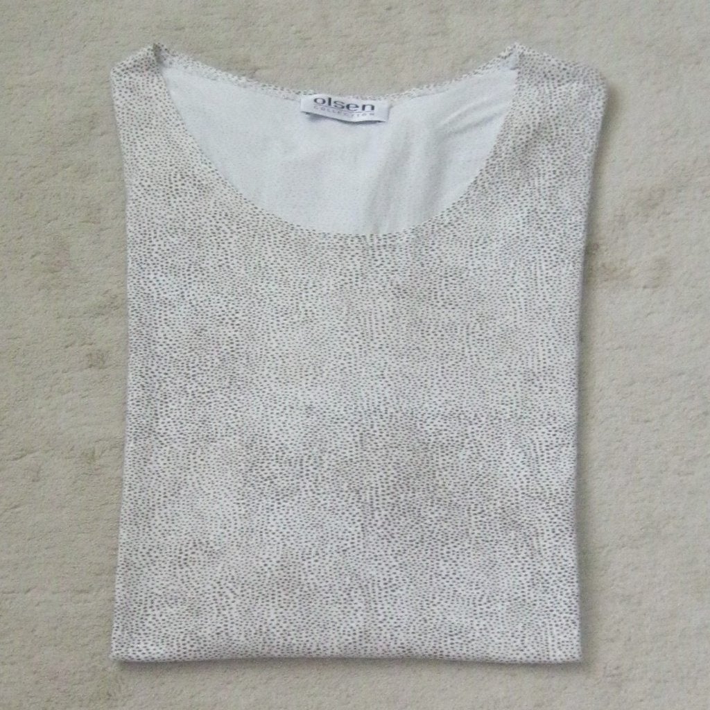 NIEUW shirt van Olsen, lichtbeige met bruine stipjes, mt. 46, Olsen, Beige, Maat 46/48 (XL) of groter, Nieuw