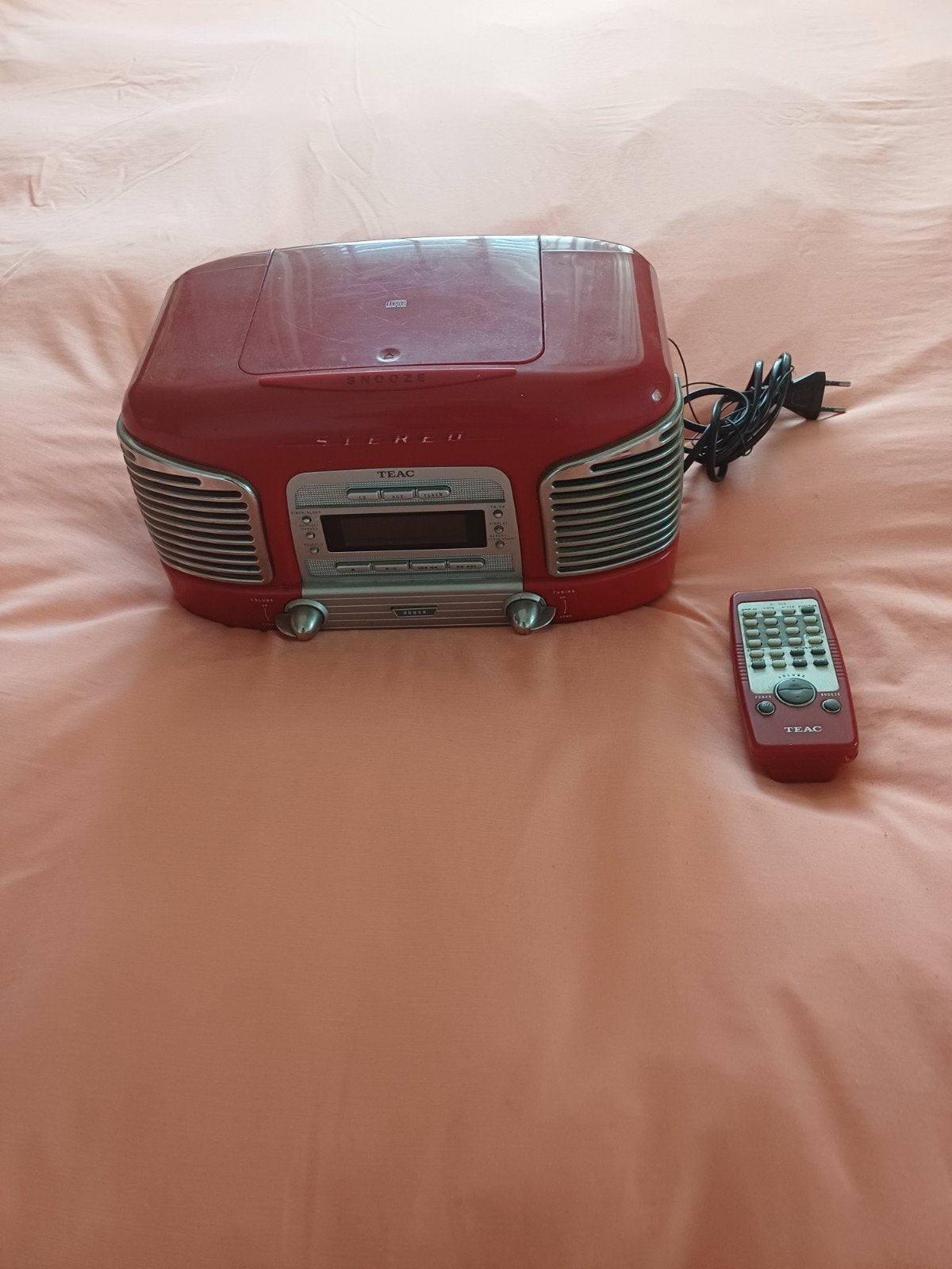 TEAC Radio CD Speler SL-D90 Rood met Afstandsbediening, Ophalen of Verzenden, Gebruikt, Radio, Met cd-speler