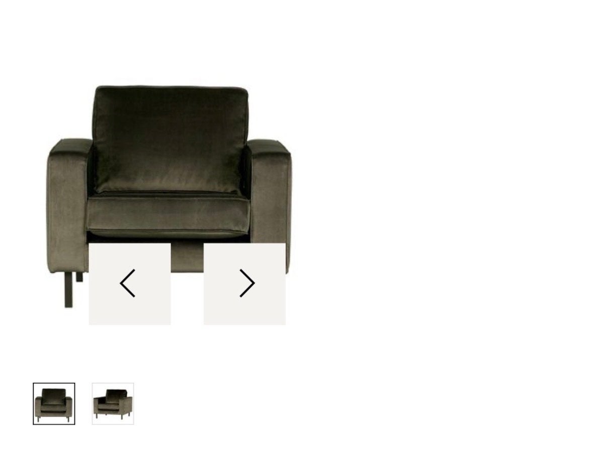 WOOOD Fauteuil Velvet Groen - Zo goed als nieuw, Ophalen, 75 tot 100 cm, Zo goed als nieuw, 100 tot 125 cm