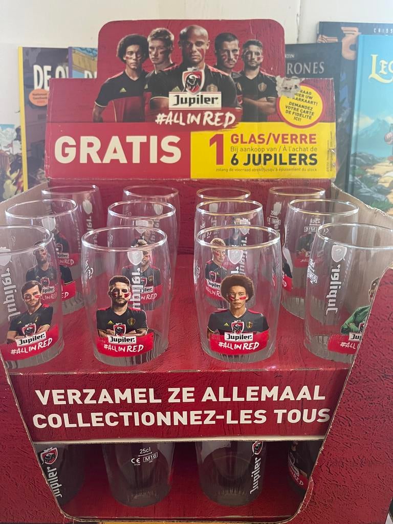 Jupiler #ALLINRED Rode Duivels Glazen (24stuks), Verzamelen, Biermerken, Ophalen, Zo goed als nieuw