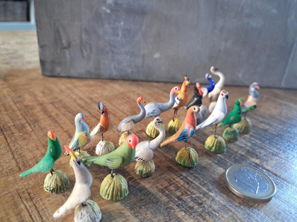 16 vintage fèves vogels, Verzamelen, Ophalen of Verzenden