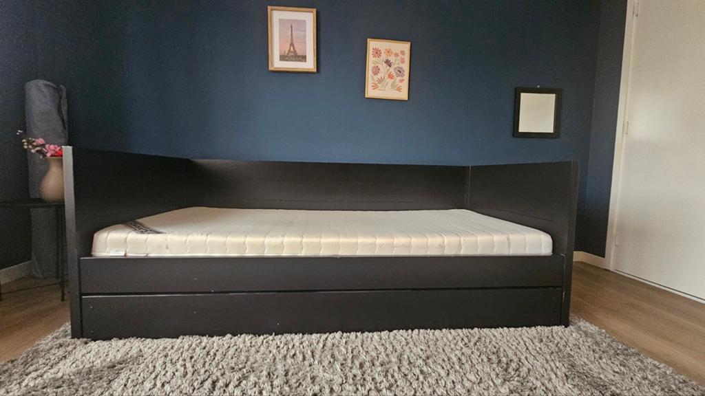 Zwarte bedden met lade, per direct op te halen!, Ophalen, 90 cm, Eenpersoons, Zwart